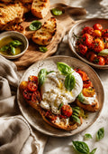 Burrata Bruschetta with Roasted Tomatoes food and kitchen wall print by PosterMe.shop