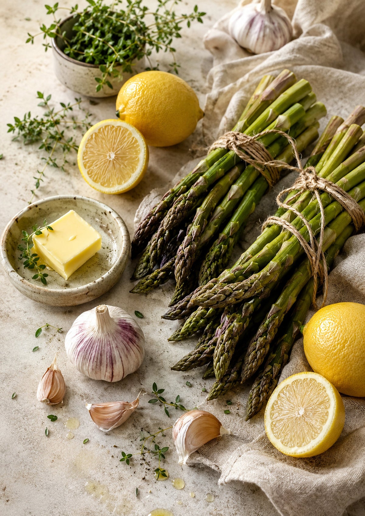 Asparagus with Lemon Garlic and Butter food and kitchen wall print by PosterMe.shop