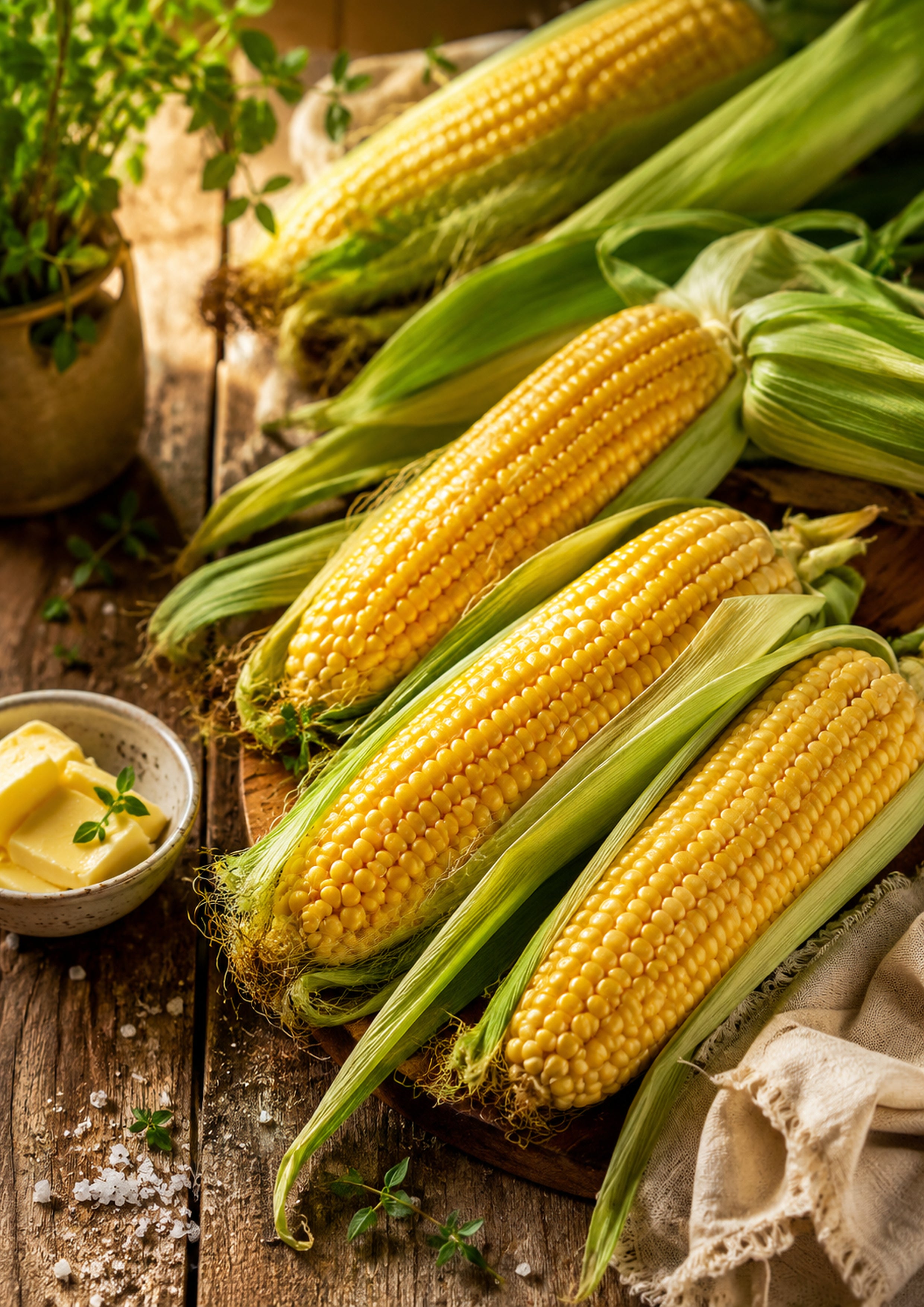 Farm Fresh Sweetcorn with Herb Butter food and kitchen wall print by PosterMe.shop