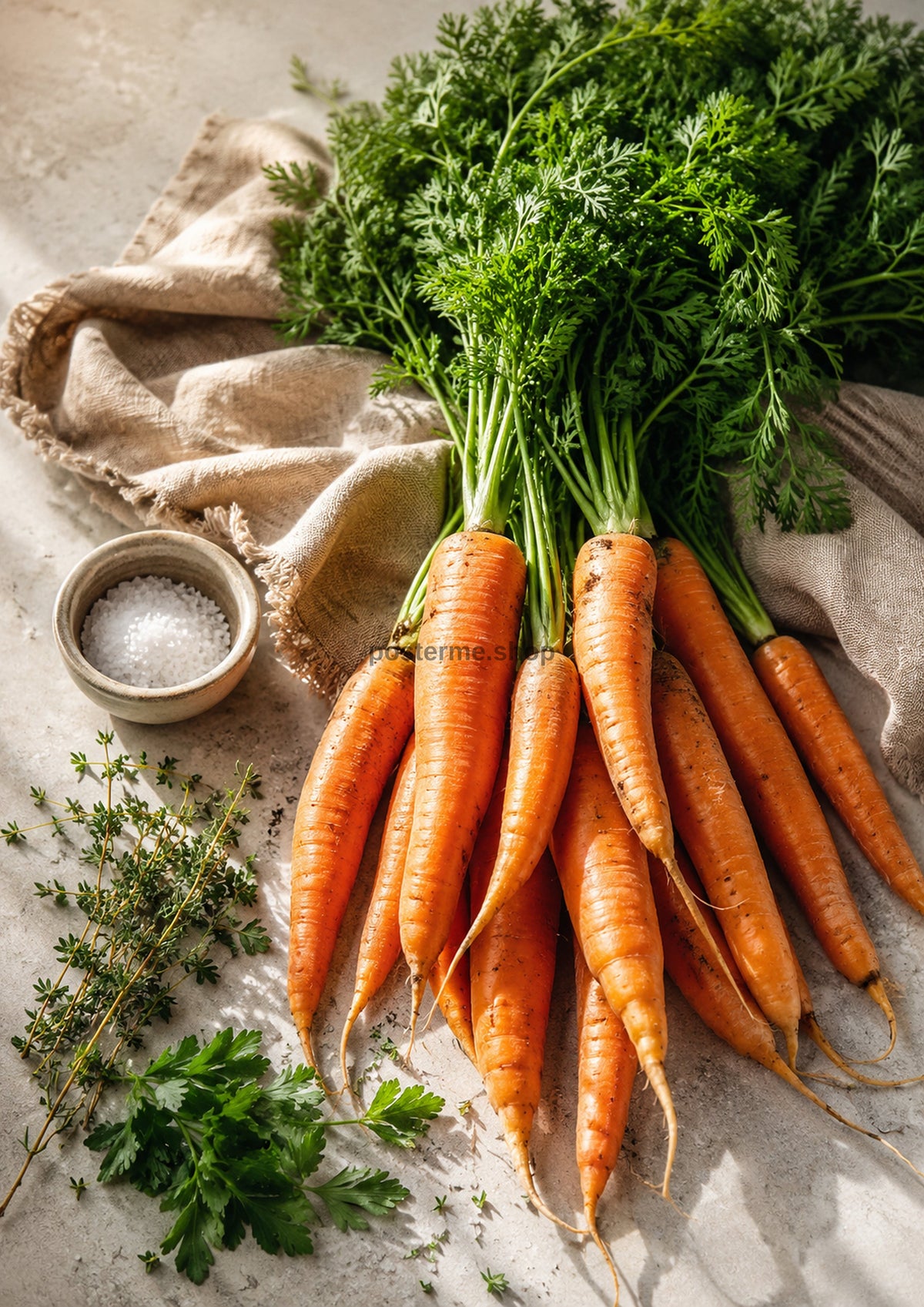 Garden Carrots with Parsley and Thyme food and kitchen wall print by PosterMe.shop