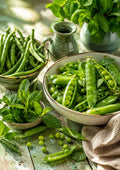 Garden Peas Green Beans and Fresh Mint food and kitchen wall print by PosterMe.shop