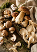 Woodland Mushrooms with Garlic and Thyme food and kitchen wall print by PosterMe.shop