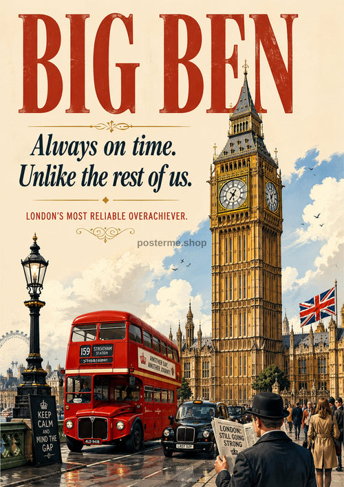 Big Ben and the London Hustle London landmark art print by towelme