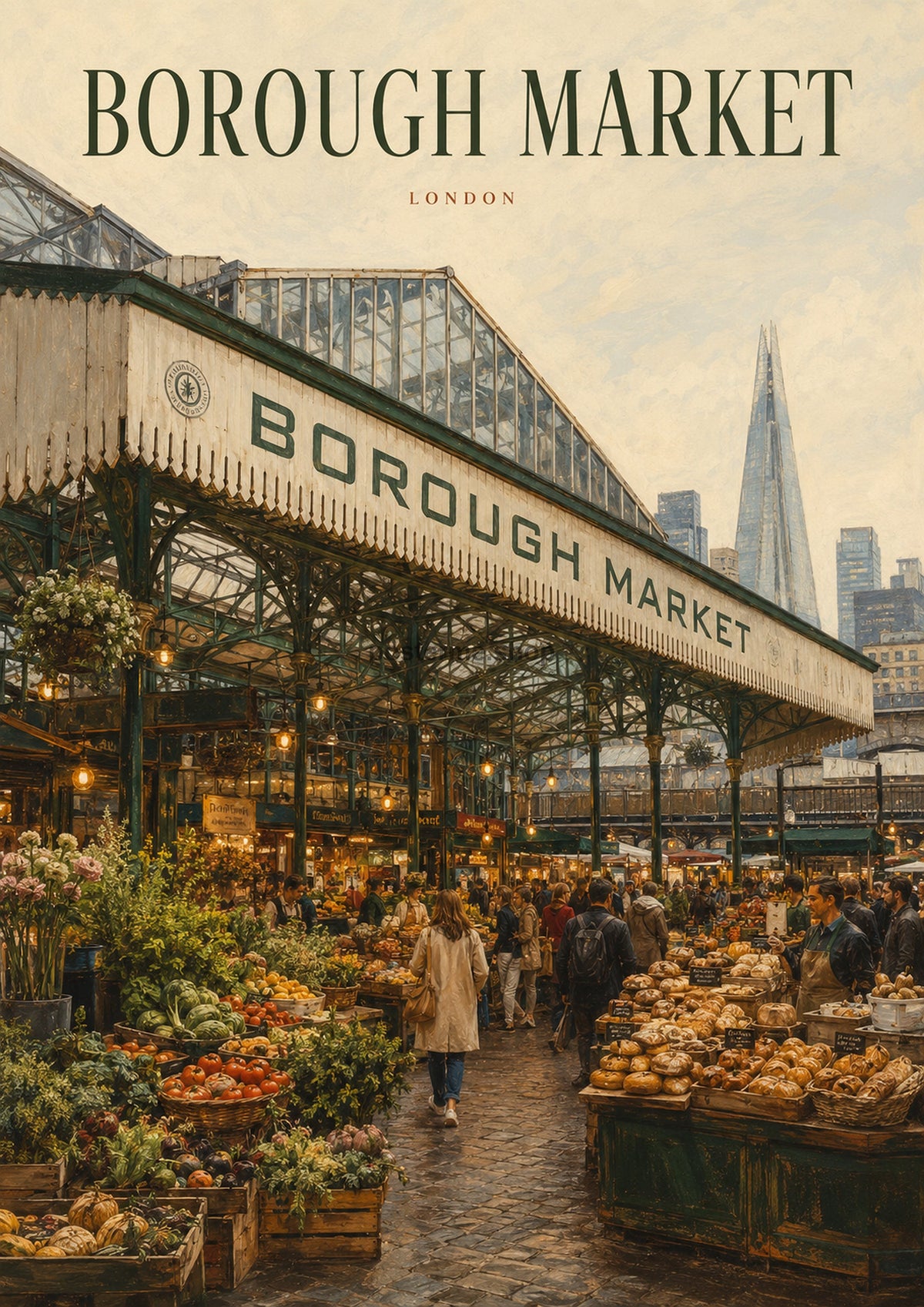 Borough Market Atmosphere London landmark art print by towelme