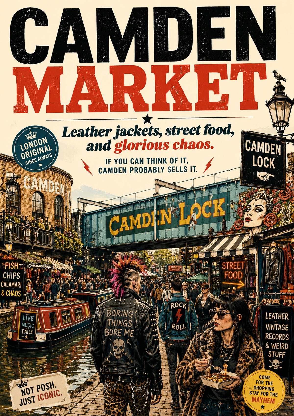 Camden Market Chaos and Charm London landmark art print by towelme
