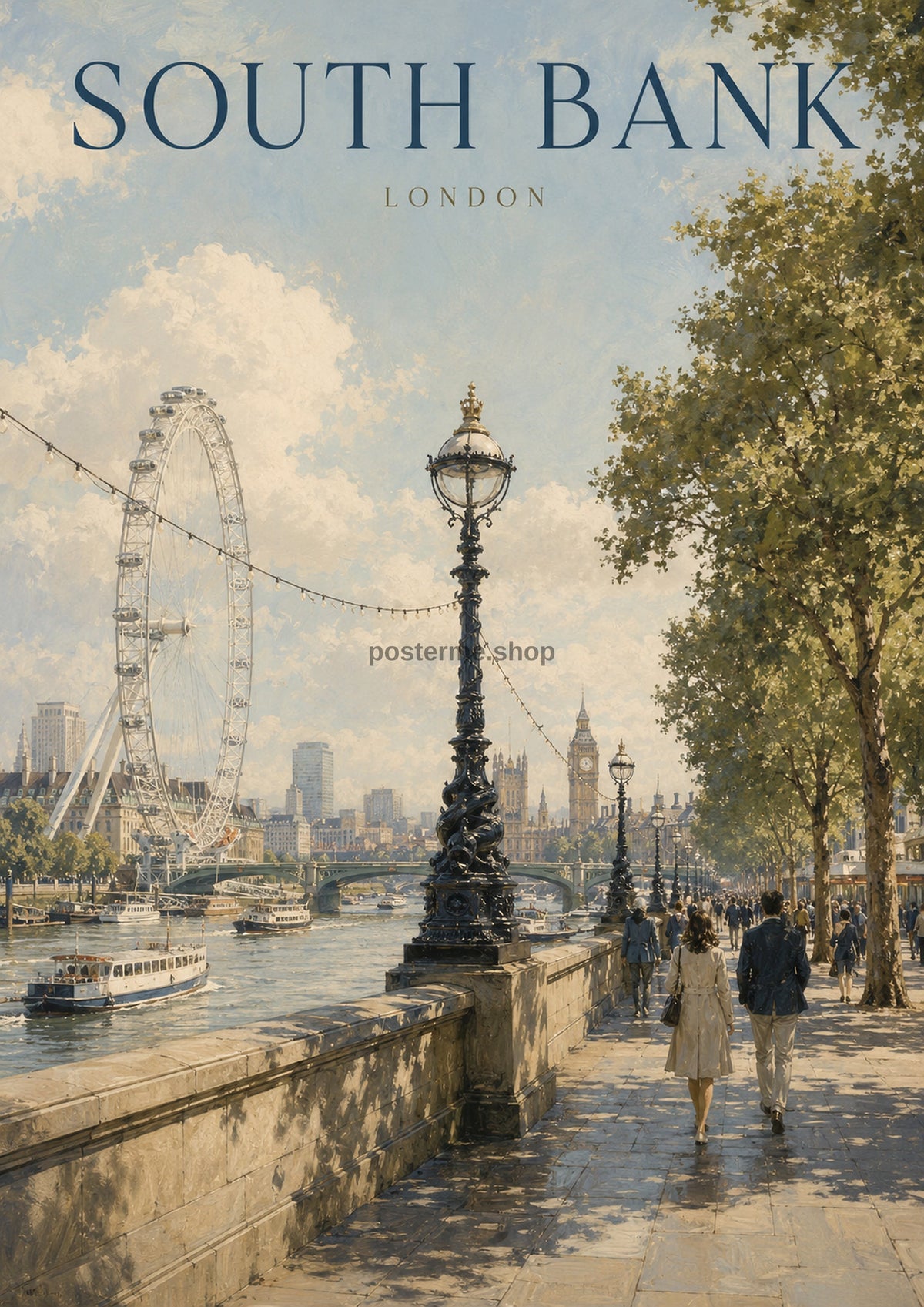 South Bank Riverside Stroll London landmark art print by towelme