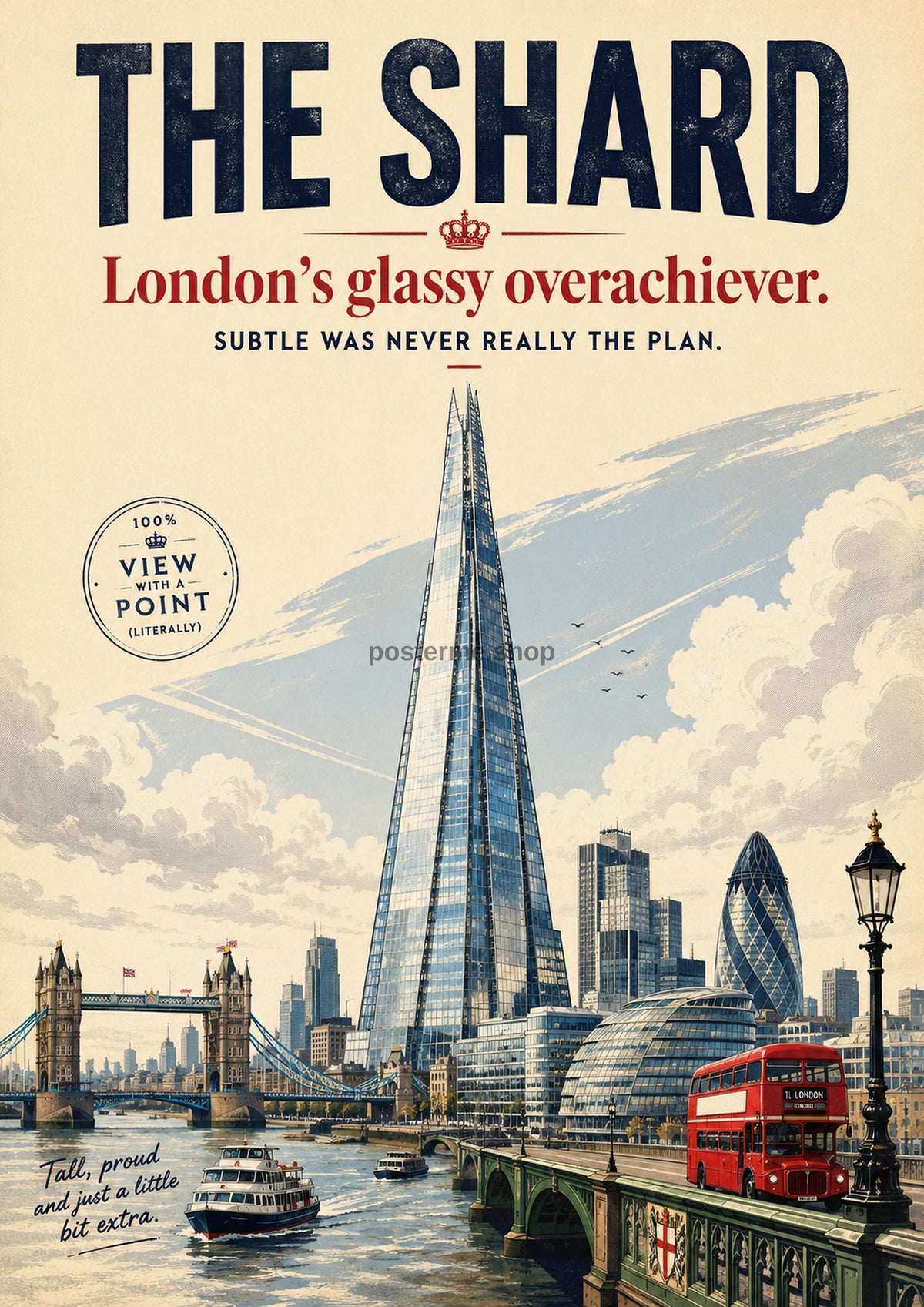 The Shard: London's Glassy Overachiever London landmark art print by towelme