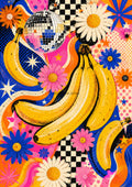 Bananas Blooms and Disco maximalist art print by towelme