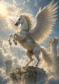 Celestial Pegasus Above the Cloud Temples mythical creature fantasy wall print by towelme