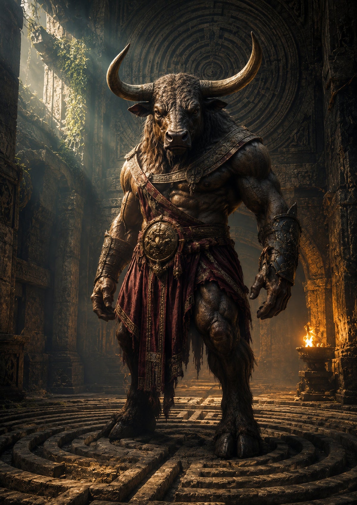 Minotaur Guardian of the Labyrinth mythical creature fantasy wall print by towelme