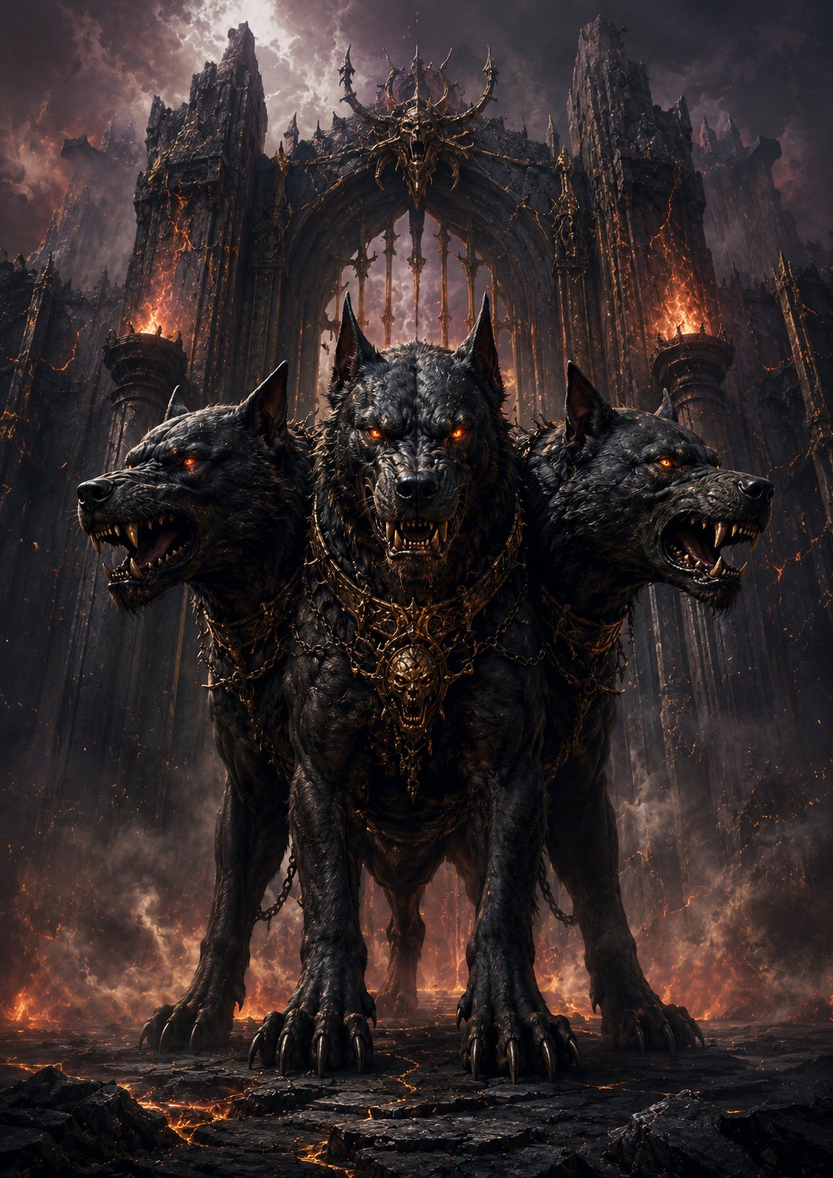 Cerberus at the Gates of the Underworld mythical creature fantasy wall print by towelme