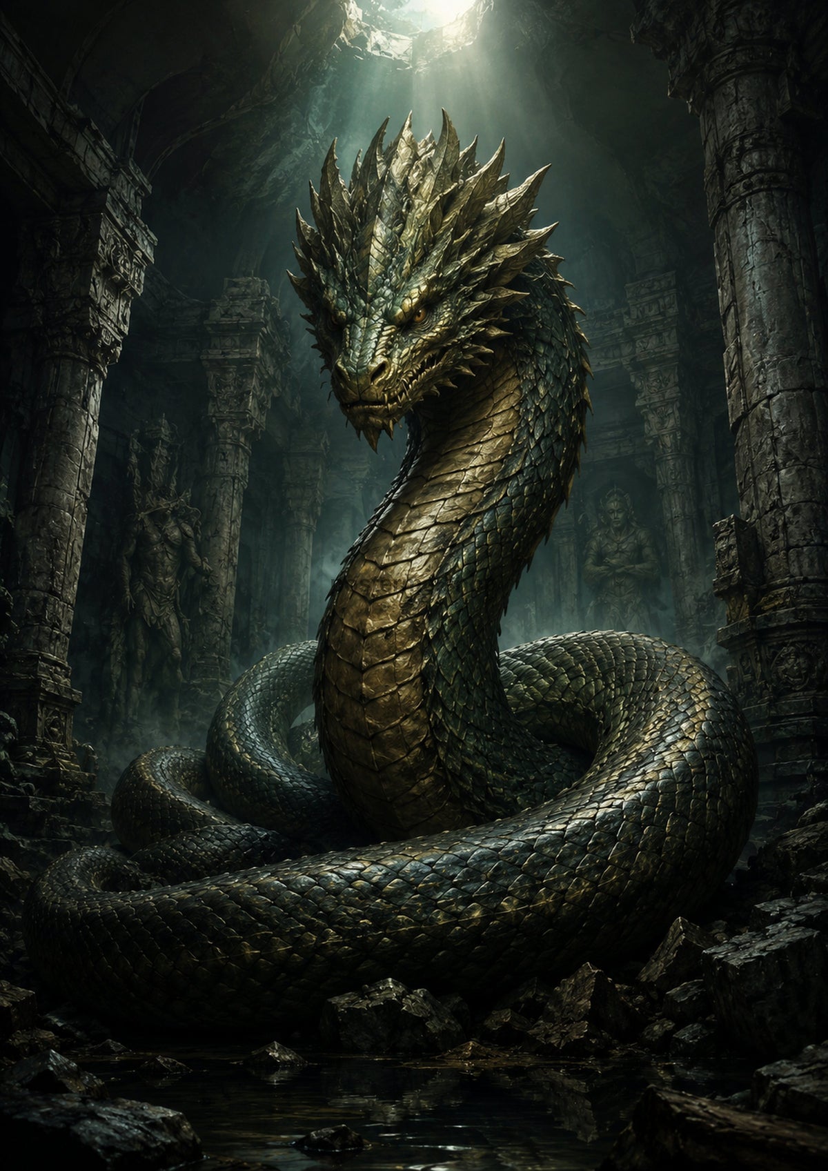 Basilisk Guardian of the Forgotten Vault mythical creature fantasy wall print by towelme