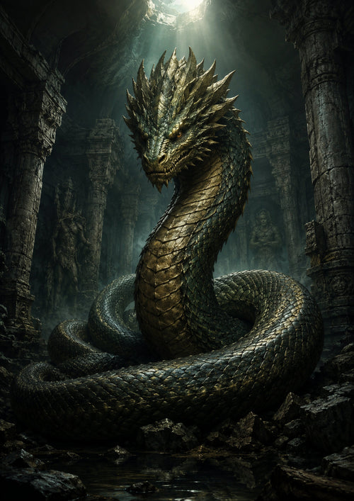 Basilisk Guardian of the Forgotten Vault mythical creature fantasy wall print by towelme