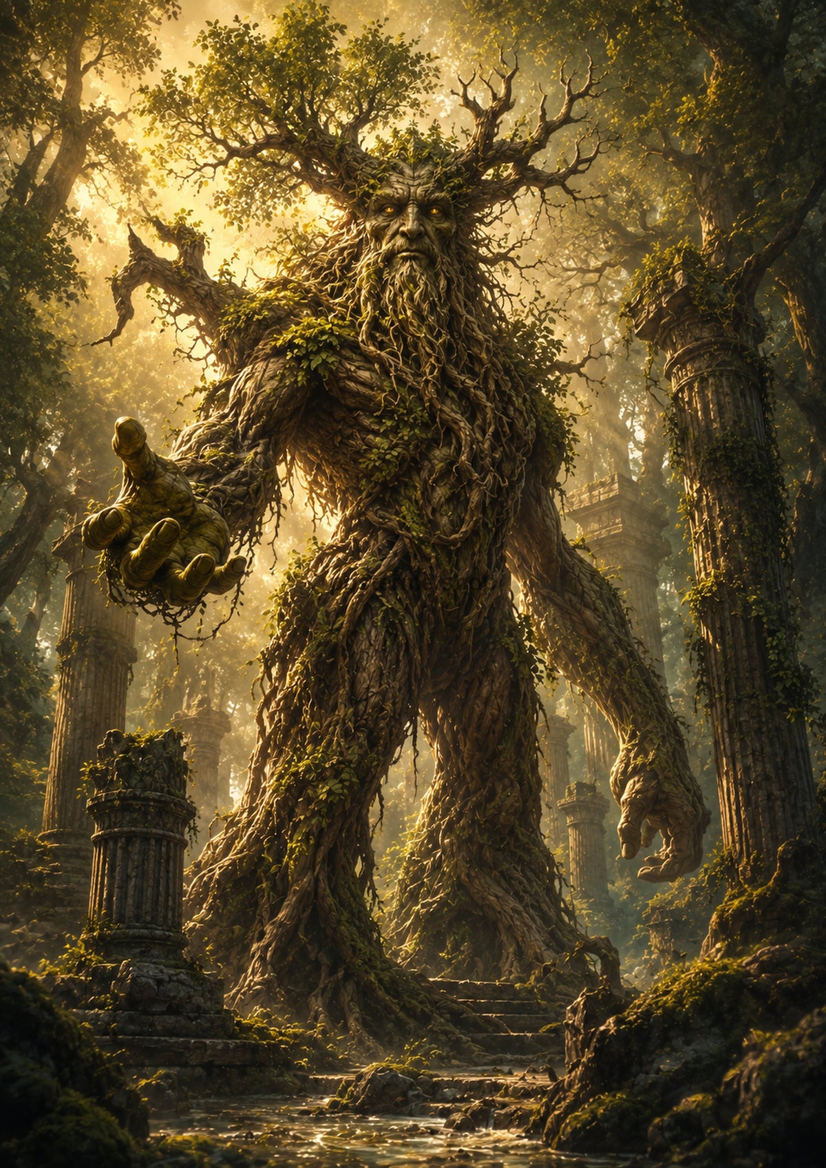 Elderwood Colossus of the Forgotten Grove mythical creature fantasy wall print by towelme