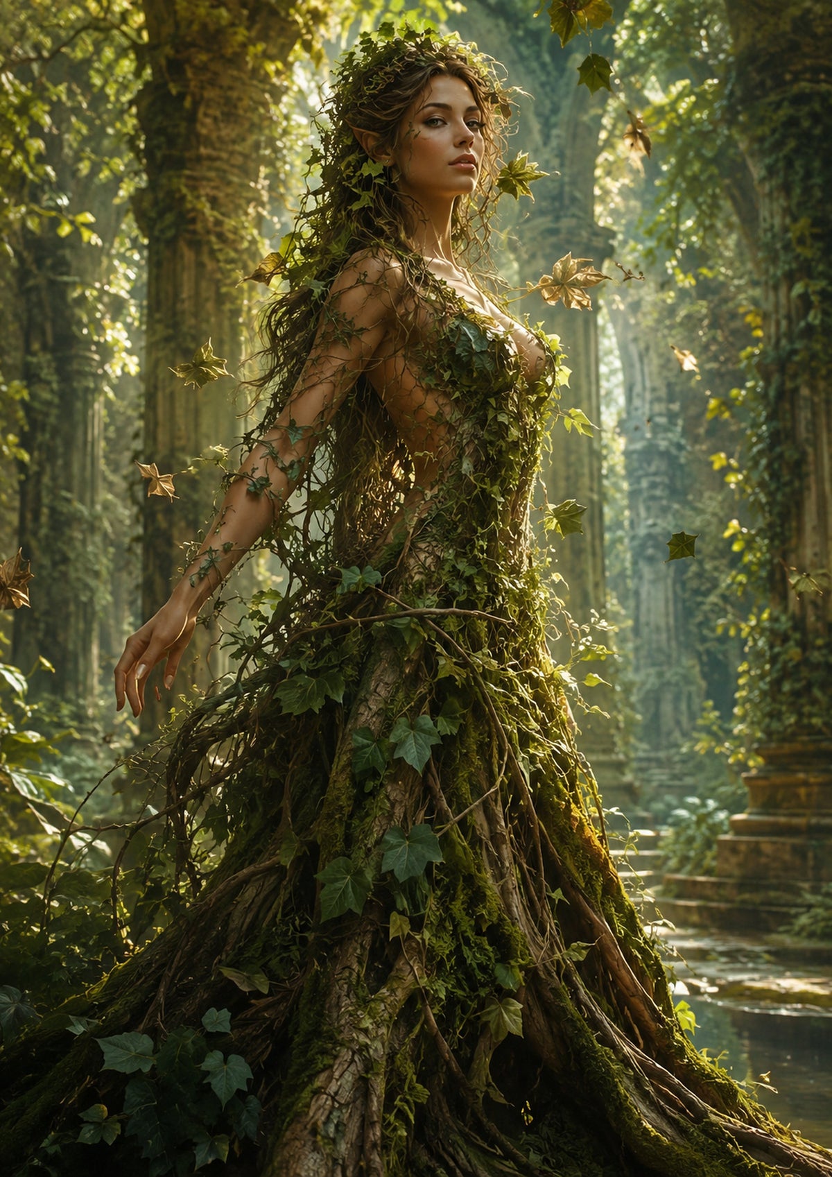 Dryad Queen of the Living Temple mythical creature fantasy wall print by towelme