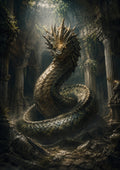 Ancient Serpent of the Forgotten Shrine mythical creature fantasy wall print by towelme