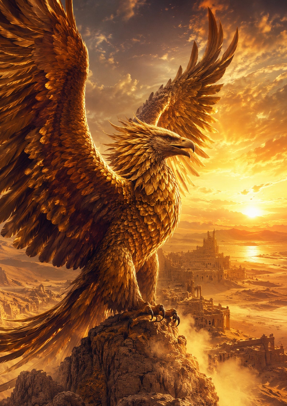 Sunfire Roc Above the Desert Kingdom mythical creature fantasy wall print by towelme