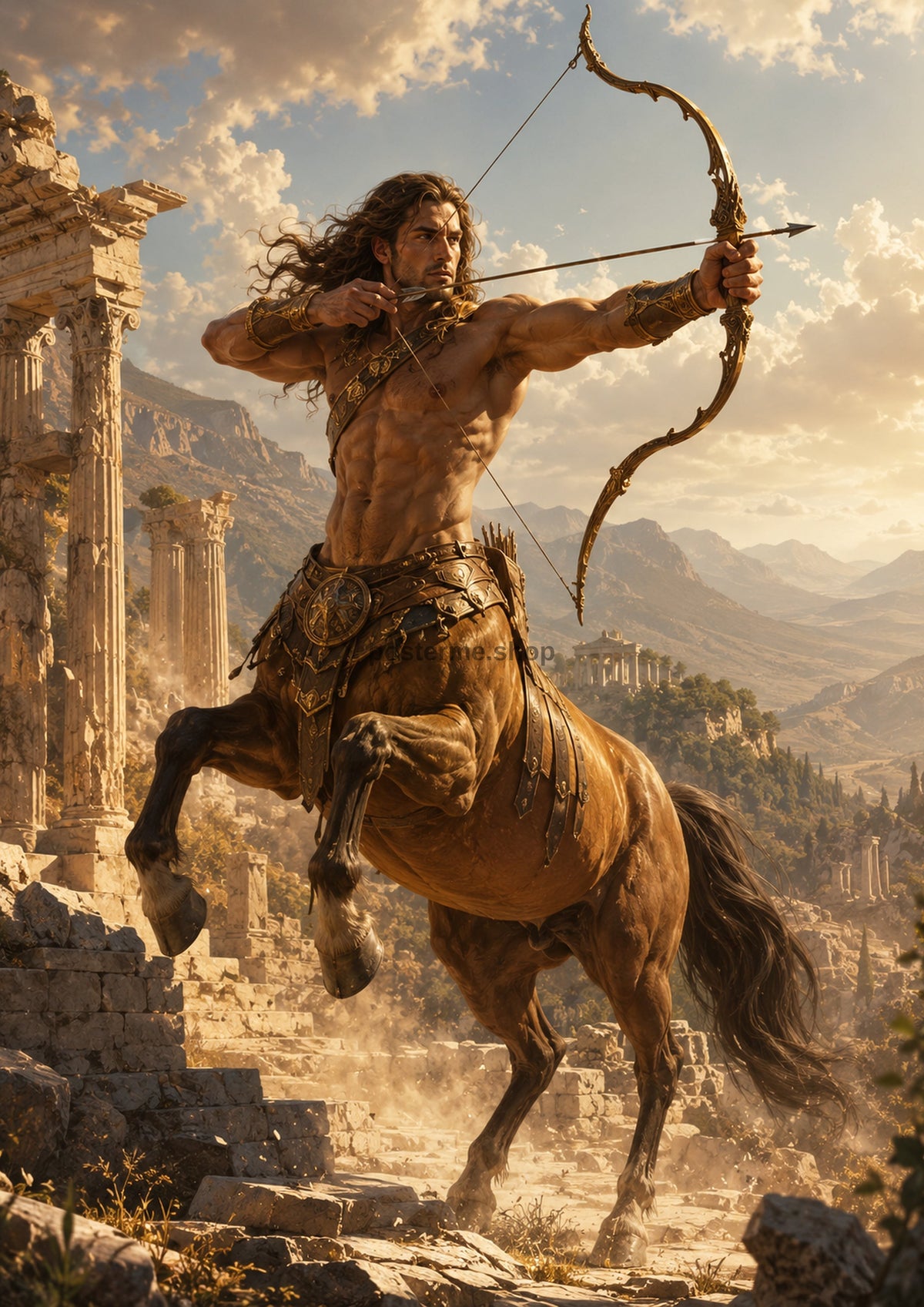 Centaur Archer of the Golden Valley mythical creature fantasy wall print by towelme