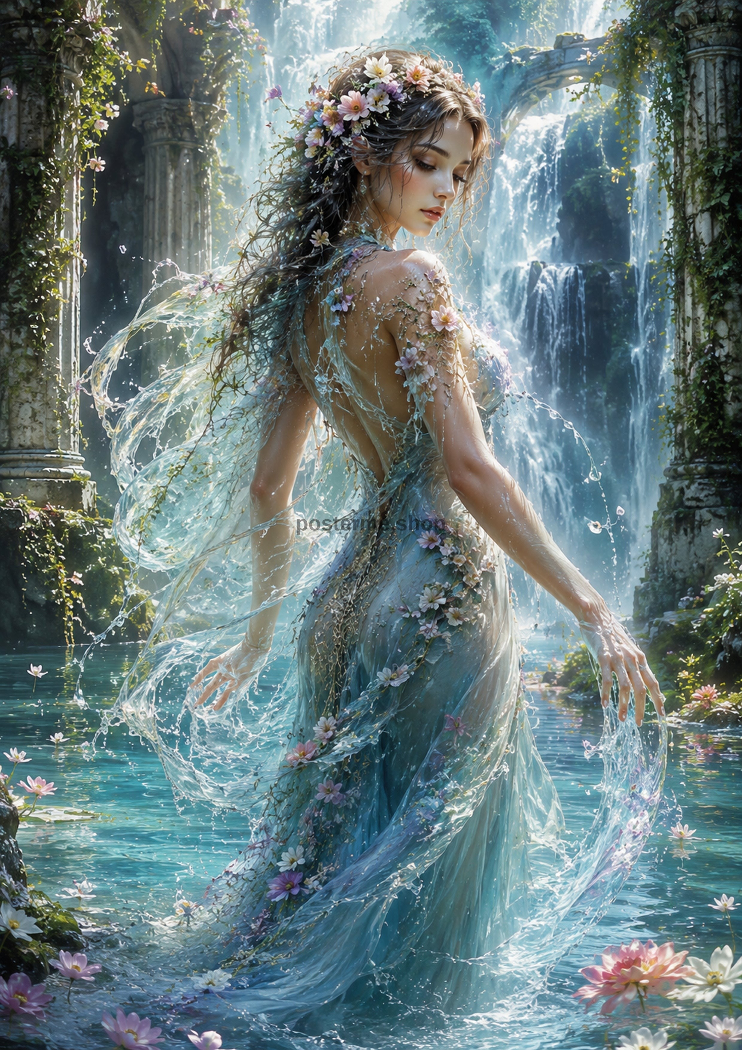 Water Nymph of the Crystal Grotto mythical creature fantasy wall print by towelme
