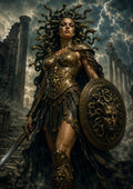 Gorgon Warrior of the Storm Ruins mythical creature fantasy wall print by towelme