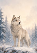 Majestic Wolf in A Snowy Forest fantasy nursery wall print by PosterMe.shop