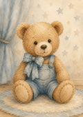 Cozy Nursery with Teddy Bear pastel nursery animal wall print by PosterMe.shop