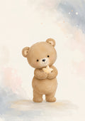 Dreamy Teddy Bear with Star pastel nursery animal wall print by PosterMe.shop