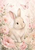 Gentle Bunny in A Blooming Garden pastel nursery animal wall print by PosterMe.shop