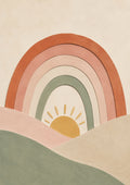 Soft Rainbow over Rolling Hills paper cut nursery wall print by PosterMe.shop