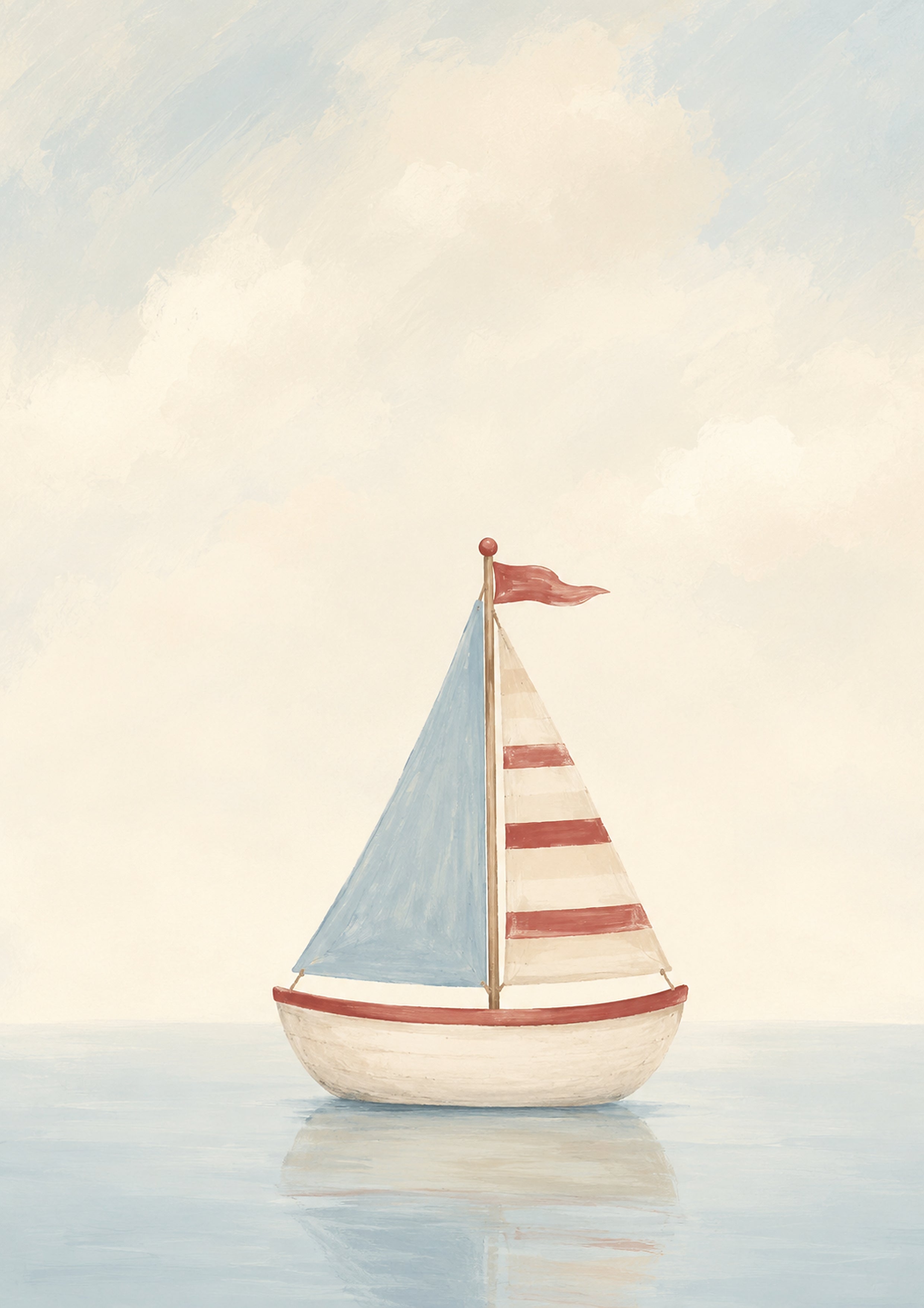 Little Sailboat on Still Water nursery wall print by PosterMe.shop