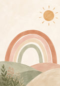 Pastel Rainbow over Rolling Hills nursery wall print by PosterMe.shop