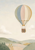 Serene Balloon over Rolling Hills nursery wall print by PosterMe.shop
