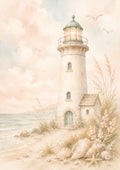 Serene Coastal Lighthouse at Sunset nursery wall print by PosterMe.shop