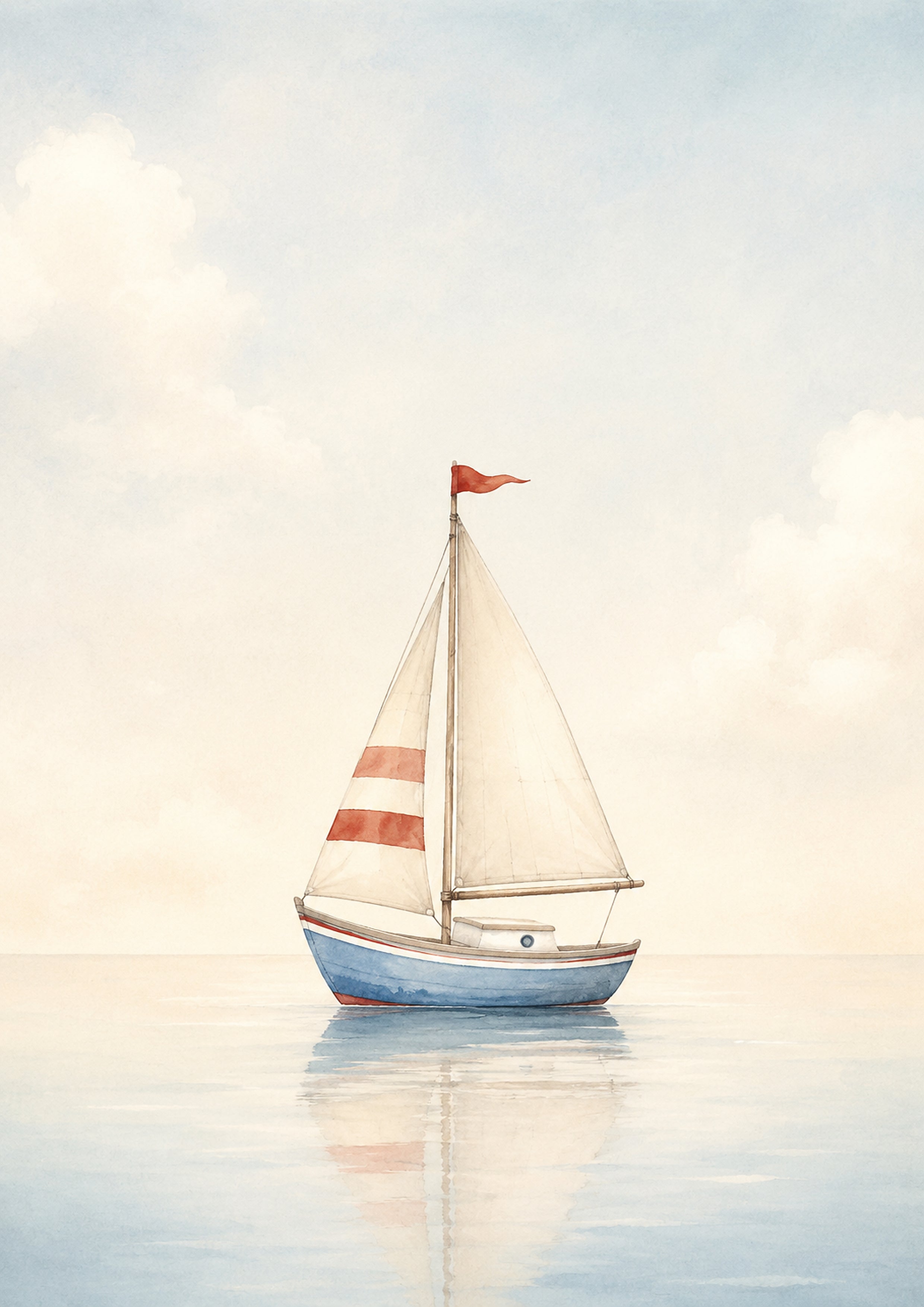 Serene Sailboat on Calm Waters nursery wall print by PosterMe.shop