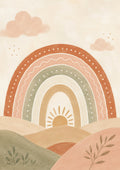 Soft Rainbow over Dreamy Hills nursery wall print by PosterMe.shop
