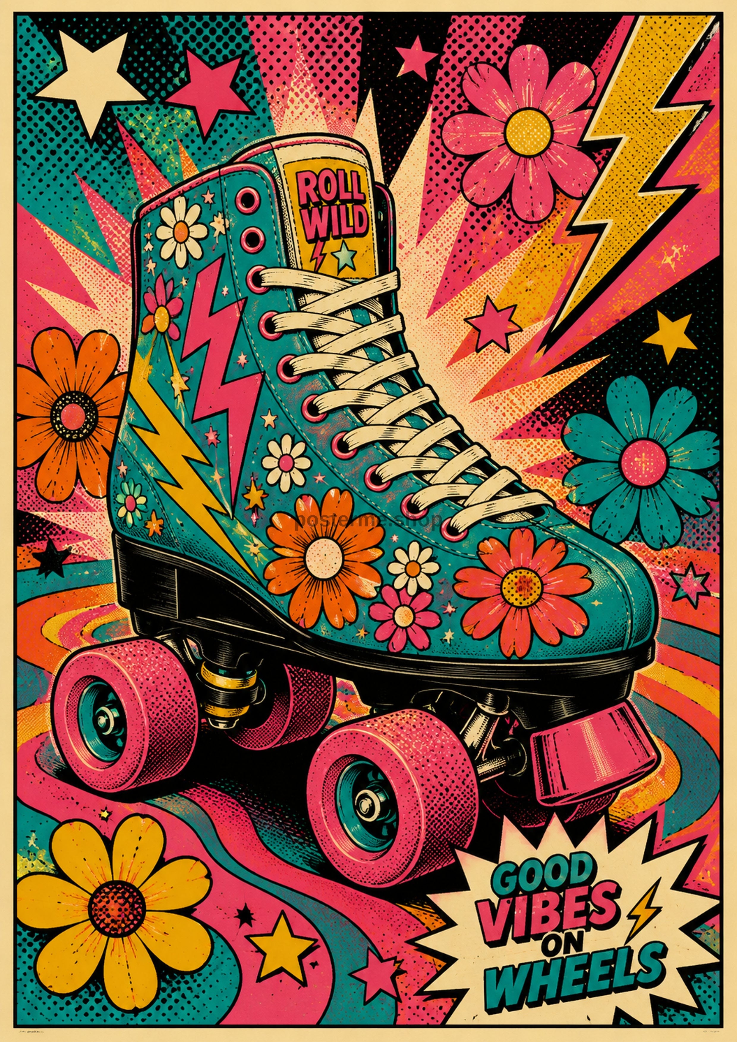 Good Vibes on Wheels pop art art print by towelme