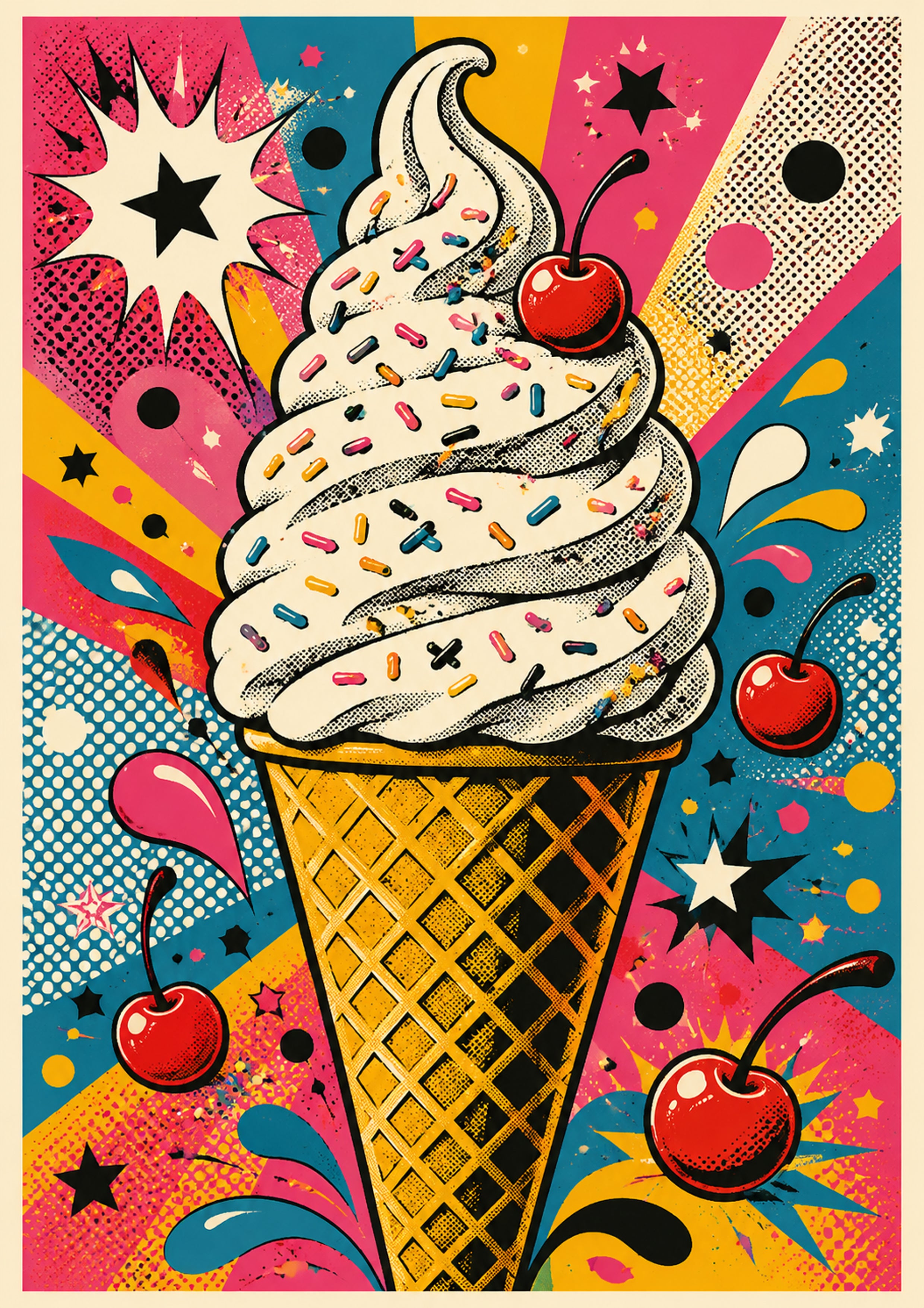 Cherry Soft Serve Pop Explosion pop art art print by towelme