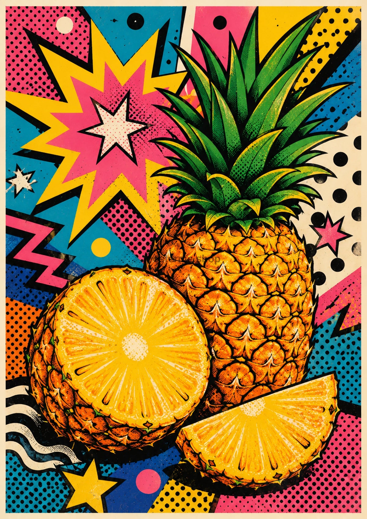 Pineapple Pop Art Explosion pop art art print by towelme