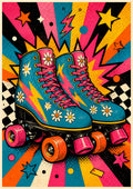 Retro Roller Skates Starburst pop art art print by towelme