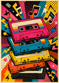 Retro Cassette Explosion of Sound pop art art print by towelme