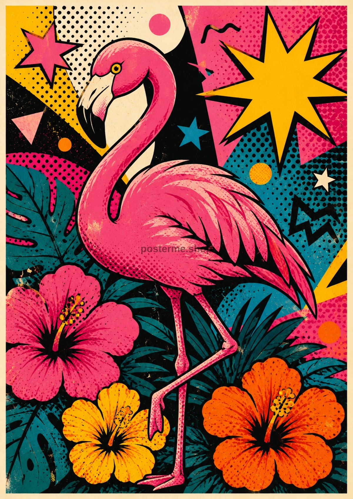 Tropical Pop Art Flamingo pop art art print by towelme