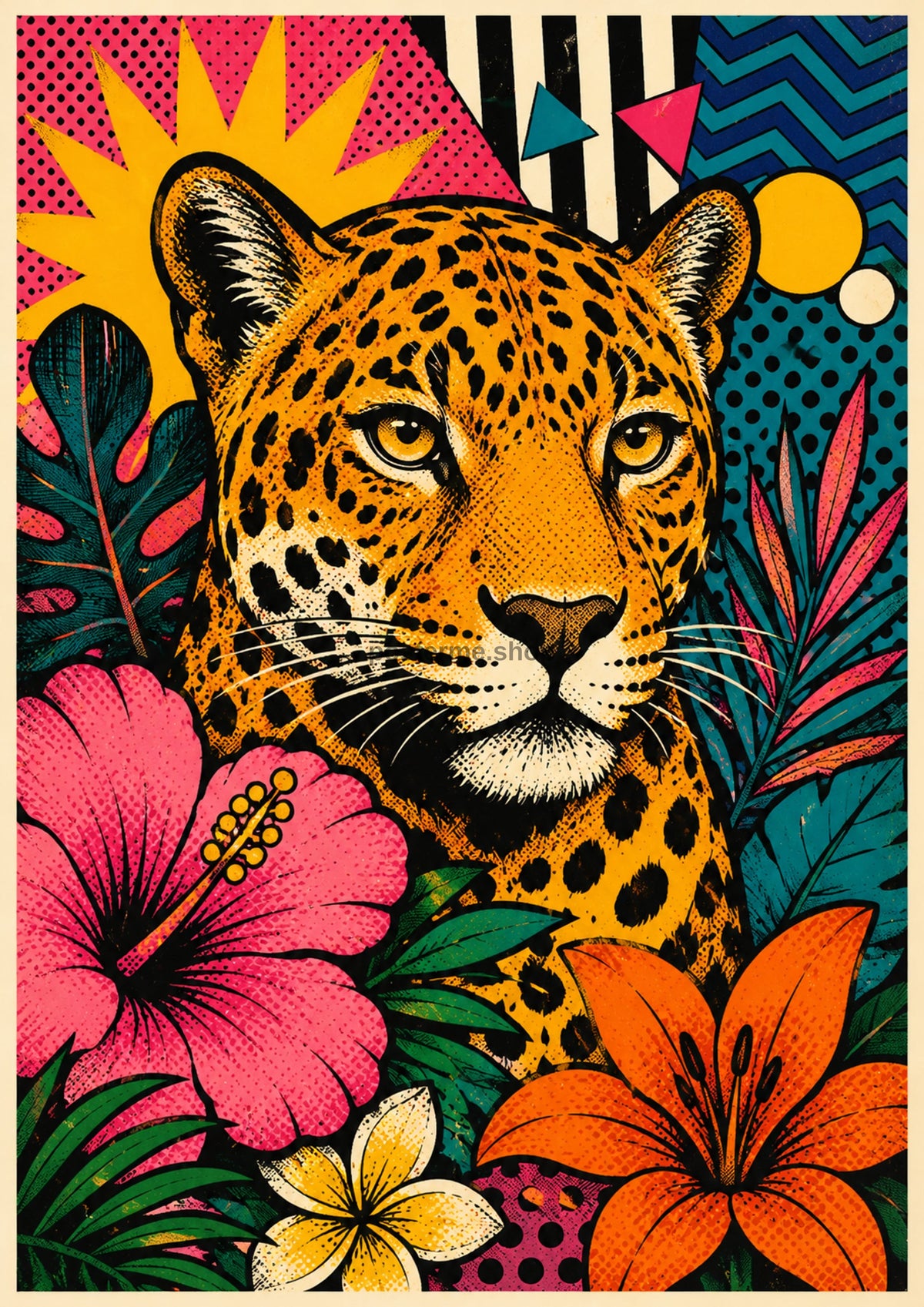 Retro Leopard Tropical Pop Art pop art art print by towelme