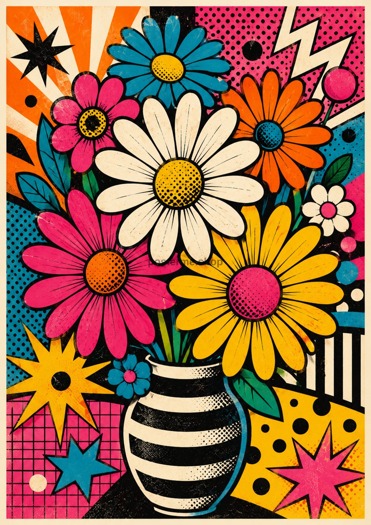 Vibrant Pop Art Floral Explosion pop art art print by towelme