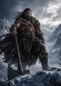 Barbarian Warrior in a Snowstorm fantasy RPG character wall print by PosterMe.shop