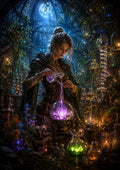 The Alchemist's Moonlit Laboratory fantasy RPG character wall print by PosterMe.shop