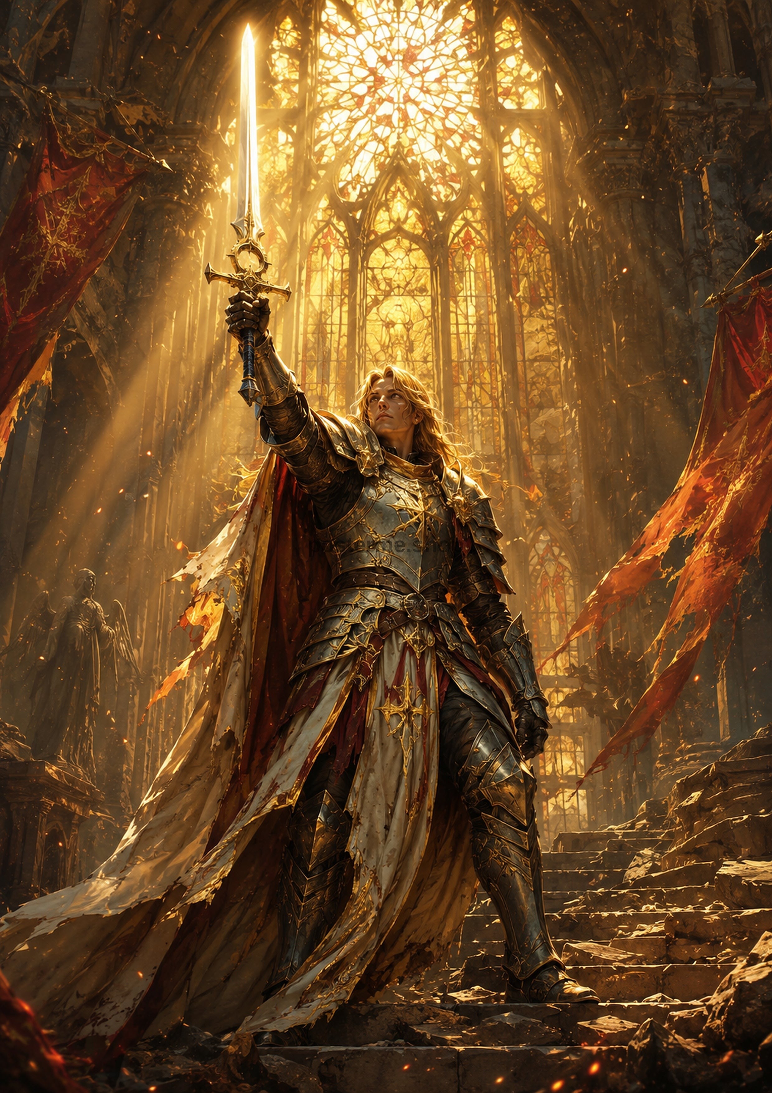 Knight of the Sunlit Cathedral fantasy RPG character wall print by PosterMe.shop