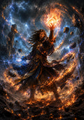 Mage of the Storm and Flames fantasy RPG character wall print by PosterMe.shop