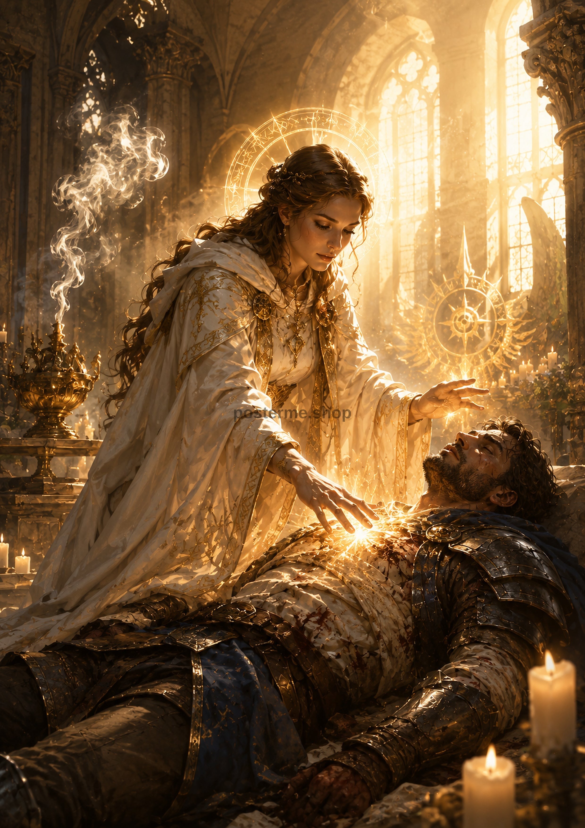 Sacred Healing Within the Cathedral fantasy RPG character wall print by PosterMe.shop