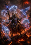 Shaman Summoning Spirits in a Volcanic Realm fantasy RPG character wall print by PosterMe.shop