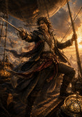 Swashbuckler on the Airship Deck fantasy RPG character wall print by PosterMe.shop